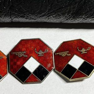 4 Crests US Army Sterling Silver Pin Lot WWII Field Artillery Training Fort Dix!